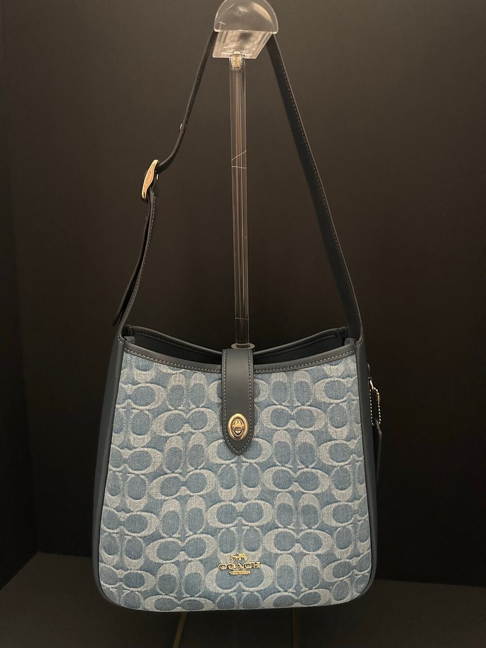 NWT Coach CDB98 Hadley Convertible Crossbody Bag Signature Denim Indigo Blue